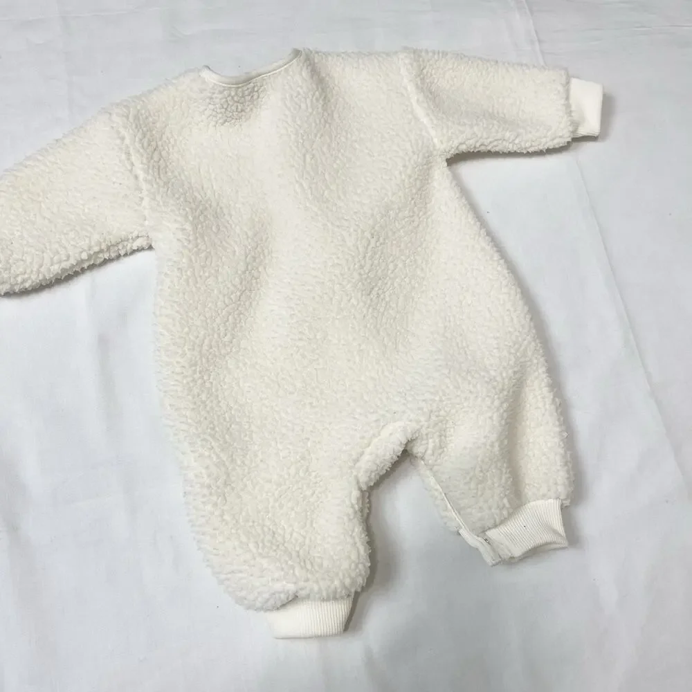 Old Navy Unisex Long-Sleeve Sherpa Button-Front‎ Bodysuit for Baby 0-3m White